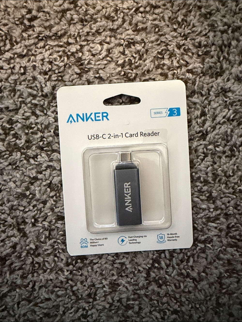Anker USB-C 2-in-1 Card Reader in dark gray